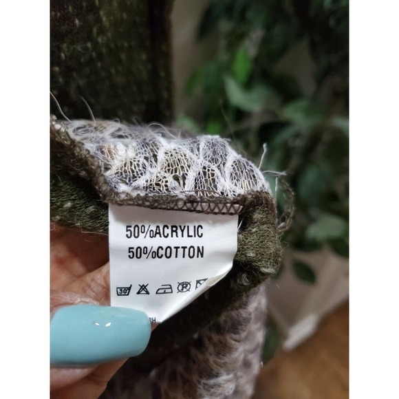 101 Idees Women's Green Cotton & Acrylic Sleeveless Knit Sweater Size Small - Picture 10 of 12